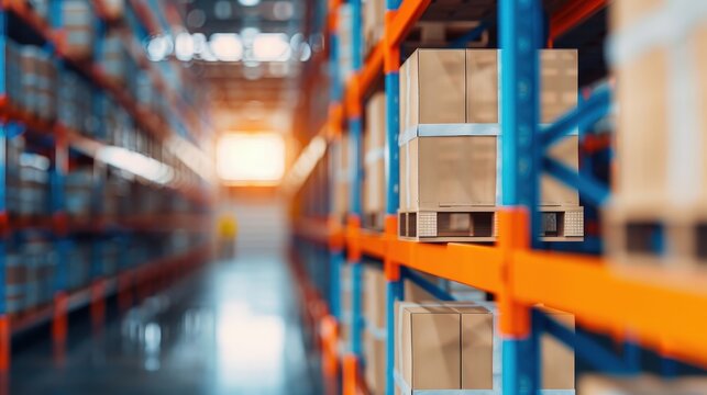 Dynamic warehouse management, a creative blend of automation symbols and workflow efficiency, featuring a manager overseeing layout, cool color palette, ample space for text.