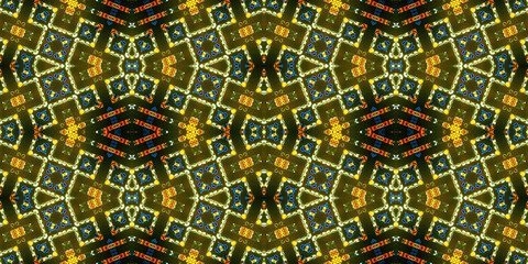 Seamless kaleidoscope pattern. The texture of the woven pattern. Endless pattern