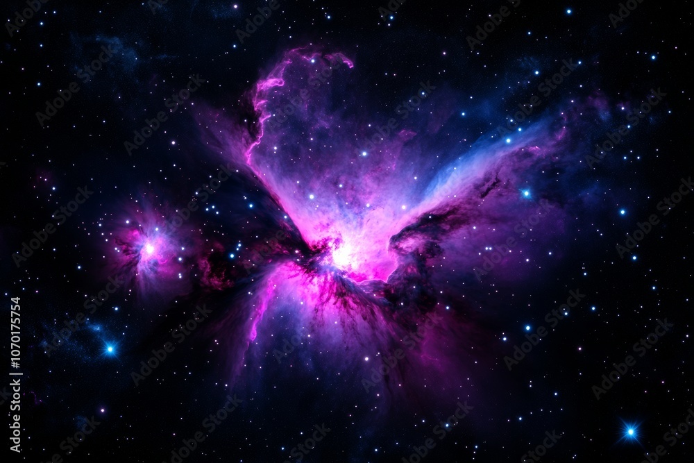 Wall mural from cosmic perspective with colorful nebula and sparkling stars in deep space