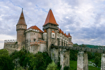 Fototapeta premium view of the old beautiful Romanian castle Matej Corvinus Hunedoara
