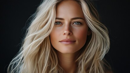 Naklejka premium Portrait of a Young Woman with Long Blonde Hair