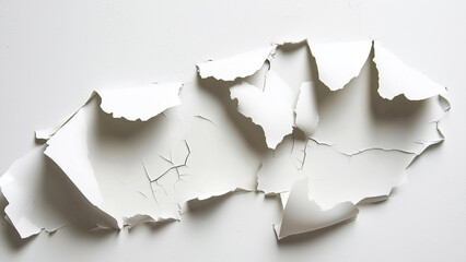 A wall displays layers of peeling paint and textures, showcasing age