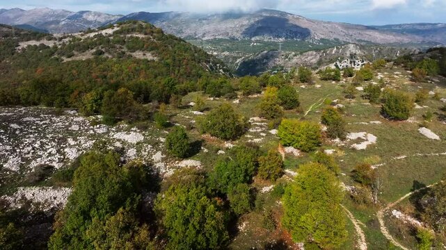 High angle drone view of Col de Vence in provence