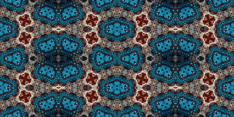 Seamless kaleidoscope pattern. The texture of the woven pattern. Endless pattern