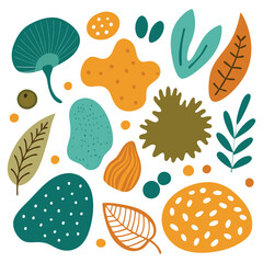 set of hand drawn organic textured shapes