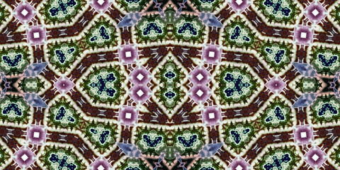 Seamless kaleidoscope pattern. The texture of the woven pattern. Endless pattern