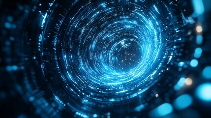 Holographic blue circle hologram on a background, futuristic, technology, abstract, holographic