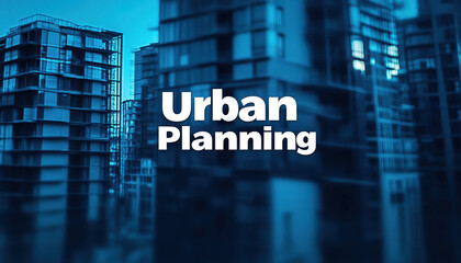 Modern urban skyline with high-rise buildings showcasing contemporary architecture and urban planning concepts against a vibrant blue filter.