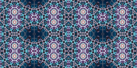 Seamless kaleidoscope pattern. The texture of the woven pattern. Endless pattern