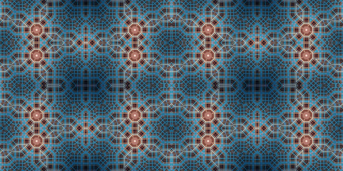 Seamless kaleidoscope pattern. The texture of the woven pattern. Endless pattern