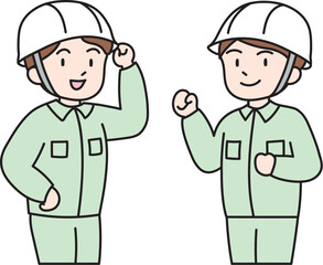 作業スタッフ　緑色作業着