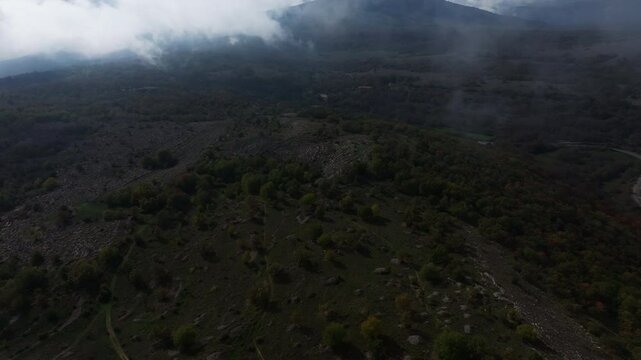 Aerial video of Col de Vence in provence in the clouds