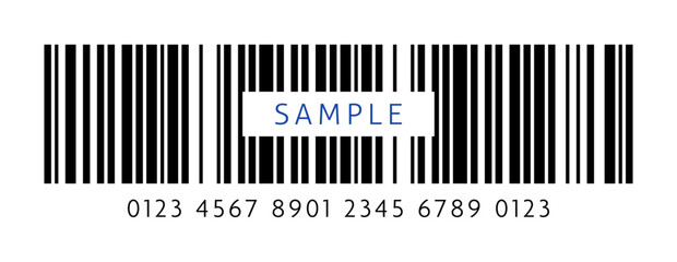 SAMPLEの文字と24桁のcode 128のバーコードのダミー素材 - シンプルなサンプル画像用のイラスト