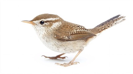 Naklejka premium Rufous-naped Wren Isolated on White: A Captivating Portrait