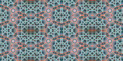 Seamless kaleidoscope pattern. The texture of the woven pattern. Endless pattern