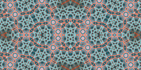 Seamless kaleidoscope pattern. The texture of the woven pattern. Endless pattern