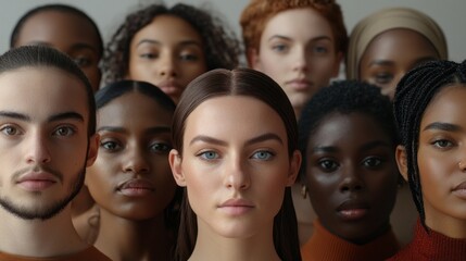 Obraz premium A group of people with different hair colors and styles are standing together