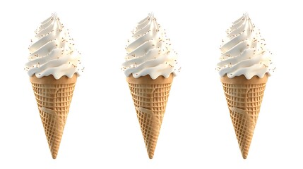 Three Ice Cream Cones with Sprinkles