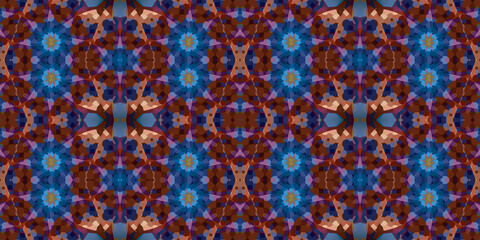 Seamless kaleidoscope pattern. The texture of the woven pattern. Endless pattern