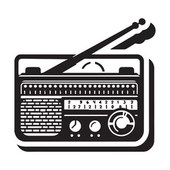 Radio icon vector , Radio and Communication Equipment, Vintage radio silhouette isolated on white background
