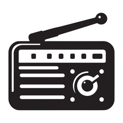 Radio icon vector , Radio and Communication Equipment, Vintage radio silhouette isolated on white background