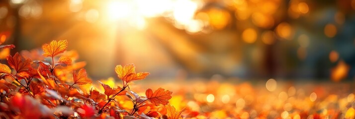 Golden Autumn Leaves Under a Warm Sunlight