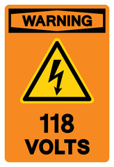 Warning 1180 Volts Tag Symbol Sign,Vector Illustration, Isolate On White Background Label. EPS10