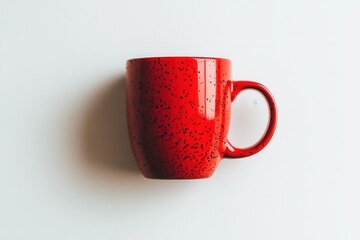 Red speckled mug on a white background. Perfect for showcasing your brand, coffee, or tea.