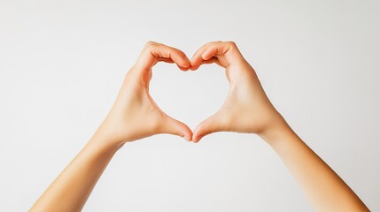 Obraz premium Hands forming heart shape on white background