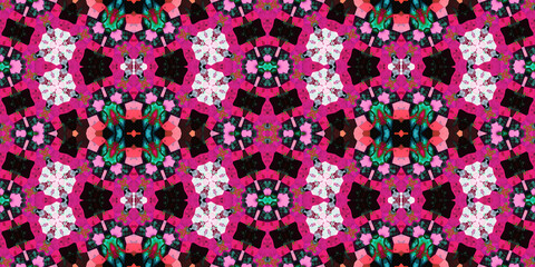 Seamless kaleidoscope pattern. The texture of the woven pattern. Endless pattern