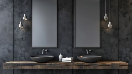 Sleek and Sophisticated Black Wooden Bathroom with Minimalist Design Elements