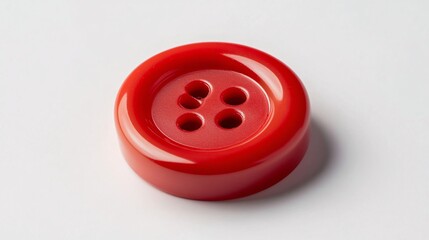 Fototapeta premium Red Button on White Background: A Sewing Essential