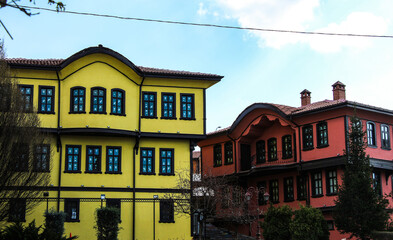 colorful, touristic, historical odunpazari homes in Eskişehir, Turkey