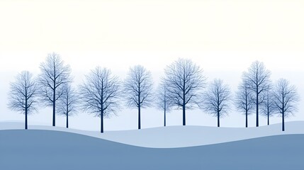 Obraz premium Bare Trees Silhouetted Against a Snowy Landscape