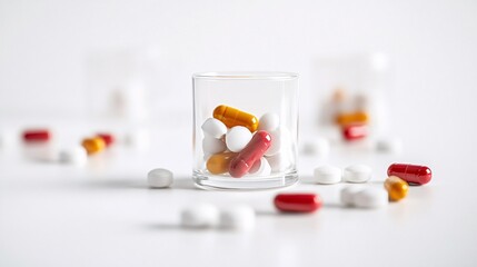 Colorful Pills and Capsules in a Glass: A Close-Up on Modern Medicine