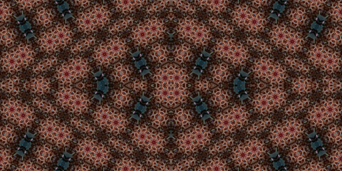 Seamless kaleidoscope pattern. The texture of the woven pattern. Endless pattern