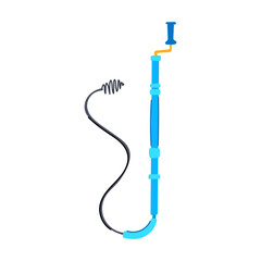 auger drain snake cartoon. manual electric, maintenance sewer, bathroom kitchen auger drain snake sign. isolated symbol vector illustration
