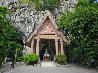 Area in front of the entrance, Buddha statue area Narai Cave at Khao Wong Temple, Saraburi...