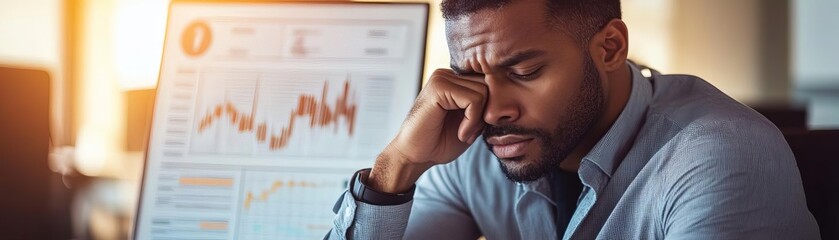 Obraz premium Business leader in deep thought, strategy board behind them, intense focus, highdetail office setting, warm tones