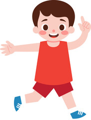 Happy Boy Running Active Child Illustration Kids Fun Cartoon