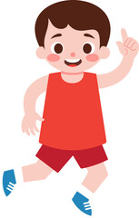 Happy Boy Running Cartoon Kid Illustration Playful Child