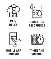 Smart sprinkler icons set in bold line