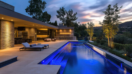 Contemporary outdoor LED lighting systems for backyards creating ambiance and safety after dark