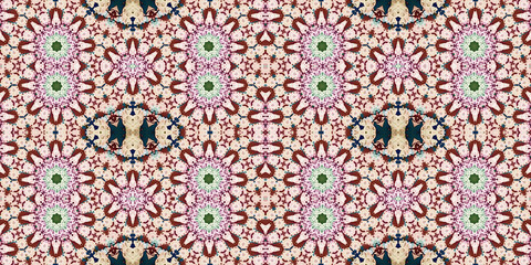Seamless kaleidoscope pattern. The texture of the woven pattern. Endless pattern