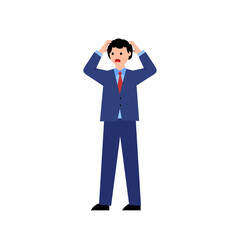 Man holding his head, shocked man. Vector simple color flat illustration. 