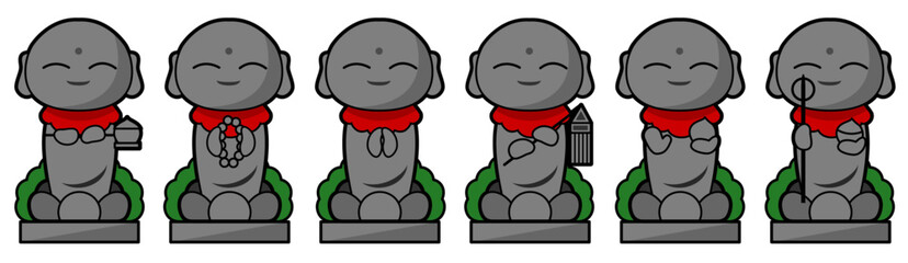 お地蔵さまのイラストセット　六地蔵