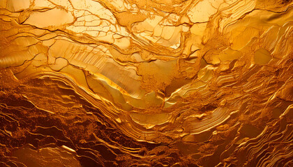 Golden luxurious painting with relief shapes