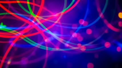 Abstract Neon Light Trails with a Blurred Background of Vibrant Colors and Sparkling Lights