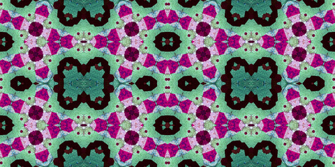 Seamless kaleidoscope pattern. The texture of the woven pattern. Endless pattern