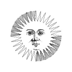 The Sun, vintage illustration hand drawn in vector